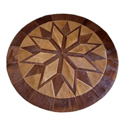 Tapete de Couro Natural Mandala Angus Vermelho 1,60 M de Diametro, - 1