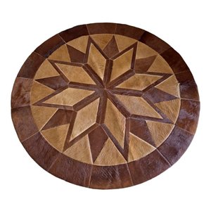 Tapete de Couro Natural Mandala Angus Vermelho 1,60 M de Diametro,