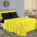 Ver imagem 1 de Jogo de Cama Casal Viúva Nobre 4 Peças Malha 100% Algodão - Amarelo / Preto