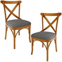 Ver imagem 1 de Kit 02 Cadeiras para Sala de Jantar e Estar Living Estofada Ávila L02 Linho Cinza Escuro - Lyam