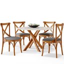 Ver imagem 5 de Kit 02 Cadeiras para Sala de Jantar e Estar Living Estofada Ávila L02 Linho Cinza Escuro - Lyam