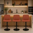 Ver imagem 3 de Kit 3 Banquetas Altas Giratórias Reguláveis Bar Cozinha Marrom Preto