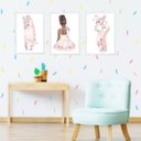 Ver imagem 2 de Kit 3 Quadros Infantis Bailarinas Morenas 33x24cm:madeira Preta