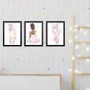 Ver imagem 1 de Kit 3 Quadros Infantis Bailarinas Morenas 33x24cm:madeira Preta