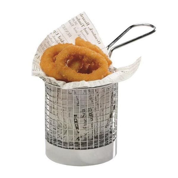 CESTA REDONDA INOX PARA SERVIR 9x9 cm