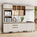 Ver imagem 1 de Cozinha Modulada 271,5cm Completa com Vidro 5 Peças 12 Portas 2 Gavetas Connect Henn - Duna/cristal