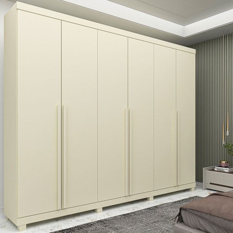 Guarda-Roupa Casal Imperatriz 6 Portas 4 Gavetas 100% MDF Off White - Gelius