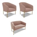 Ver imagem 1 de Namoradeira e 2 Poltronas Pé Ferro Dourado Stella Bouclê Rosê D03 - D'Rossi