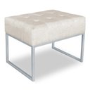 Ver imagem 3 de Kit 02 Puffs Lisa Suede Base Metálica Industrial Prata - Pallazio Bege