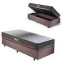 Ver imagem 1 de Base Box Baú 88x188 Suede com Colchão Dual Firm Espuma Ecoflex