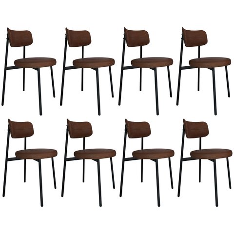 Cadeira de Jantar Estofada Kit 8 Nyka M25 Sintético Whisky - Mpozenato