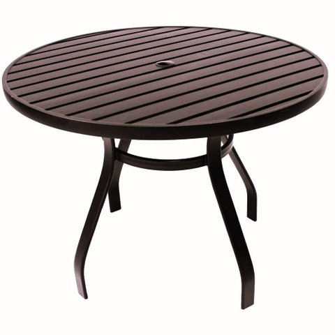 Mesa 90cm Sevilla Ripada Alumínio Área Externa Interna Jardim Marrom
