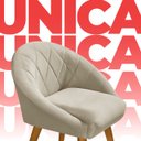 Ver imagem 7 de Poltrona Sala Decorativa Louis Veludo Bege Pés Palito Castanho