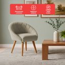 Ver imagem 4 de Poltrona Sala Decorativa Louis Veludo Bege Pés Palito Castanho