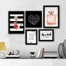 Kit 5 Quadros decorativos familia frases com Vidro e moldura - 1