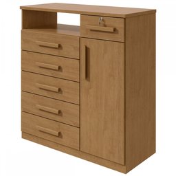 Cômoda da Vinci 1 Porta 6 Gavetas Amêndoa Clean - Móveis Lopas - 2 Cômoda da Vinci 1 Porta 6 Gavetas Amêndoa Clean - Móveis Lopas - 2