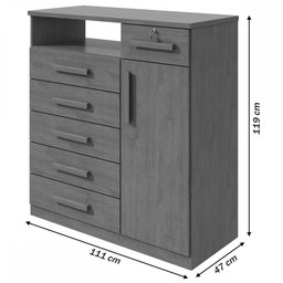 Cômoda da Vinci 1 Porta 6 Gavetas Amêndoa Clean - Móveis Lopas - 3 Cômoda da Vinci 1 Porta 6 Gavetas Amêndoa Clean - Móveis Lopas - 3