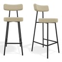 Ver imagem 2 de Kit 02 Banquetas Alta Cozinha Kobe Estofada com Encosto Linho Bege - Desk Design