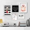 Quadros decorativos Perfume Rosa moda de vidro Branco - 1