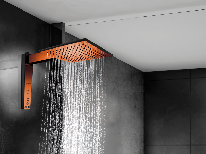 Chuveiro Acqua Century Digital - Preto com Red Gold- 220v - 2