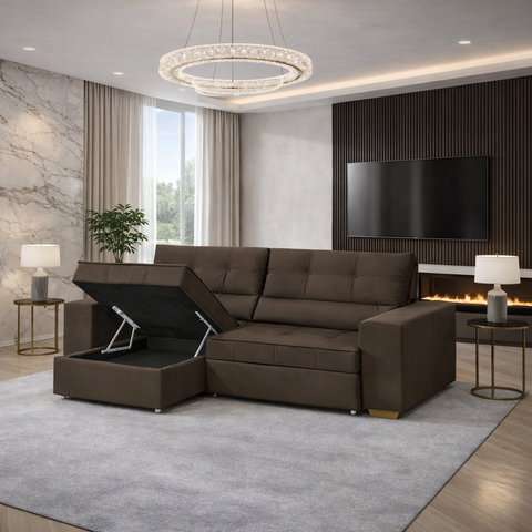 Sofá Baú San Marino Retrátil e Reclinável 3 Lugares 220cm Veludo Sofatec