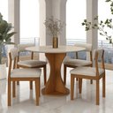 Ver imagem 1 de Mesa Redonda Cosença com 4 Cadeiras Estofadas Fre/off/s.bege - M.a Freijó/off Premium/bege