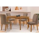 Ver imagem 1 de Conjunto Mesa Londrina C/ Tampo Madeirado Canto Curvo 120x90cm e 4 Cadeiras Dakota Madeira Maciça