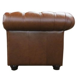 Sofá de Couro Chesterfield 2 Lugares - Conhaque - 3