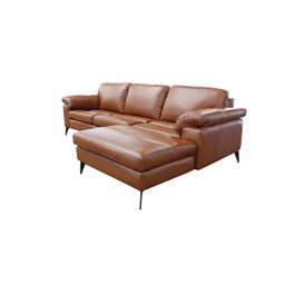 Sofá de Couro Asti 3 Lugares com Chaise Direita - Conhaque com Brilho - 3