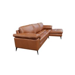 Sofá de Couro Asti 3 Lugares com Chaise Direita - Conhaque com Brilho - 5