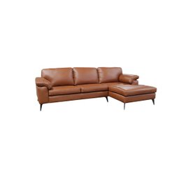 Sofá de Couro Asti 3 Lugares com Chaise Direita - Conhaque com Brilho - 2