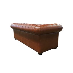 Sofá de Couro Chesterfield 3 Lugares - Conhaque - 4
