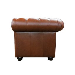Sofá de Couro Chesterfield 3 Lugares - Conhaque - 3