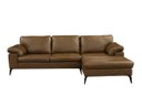 Ver imagem 2 de Sofá de Couro Asti 2 Lugares com Chaise Direita - Marrom Bicolor