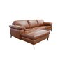 Sofá de Couro Asti 3 Lugares com Chaise Esquerda - Conhaque com Brilho - 3
