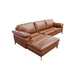 Sofá de Couro Asti 3 Lugares com Chaise Esquerda - Conhaque com Brilho - 4