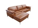 Ver imagem 4 de Sofá de Couro Asti 3 Lugares com Chaise Esquerda - Conhaque com Brilho