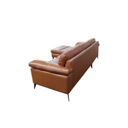 Sofá de Couro Asti 3 Lugares com Chaise Esquerda - Conhaque com Brilho - 6