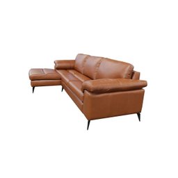 Sofá de Couro Asti 3 Lugares com Chaise Esquerda - Conhaque com Brilho - 5