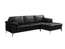 Ver imagem 1 de Sofá de Couro Asti 2 Lugares com Chaise Direita - Preto