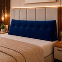 Ver imagem 2 de Almofada Decorativa Cabeceira Bella Encosto Apoio de Lombar 190cm King Suede Azul Marinho - Monari D