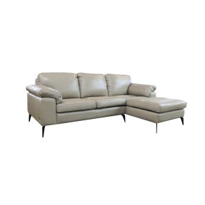 Sofá de Couro Asti 2 Lugares com Chaise Direta - Avelã