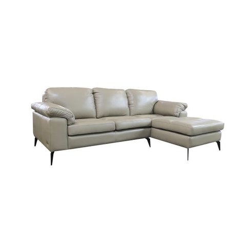 Sofá de Couro Asti 2 Lugares com Chaise Direta - Avelã