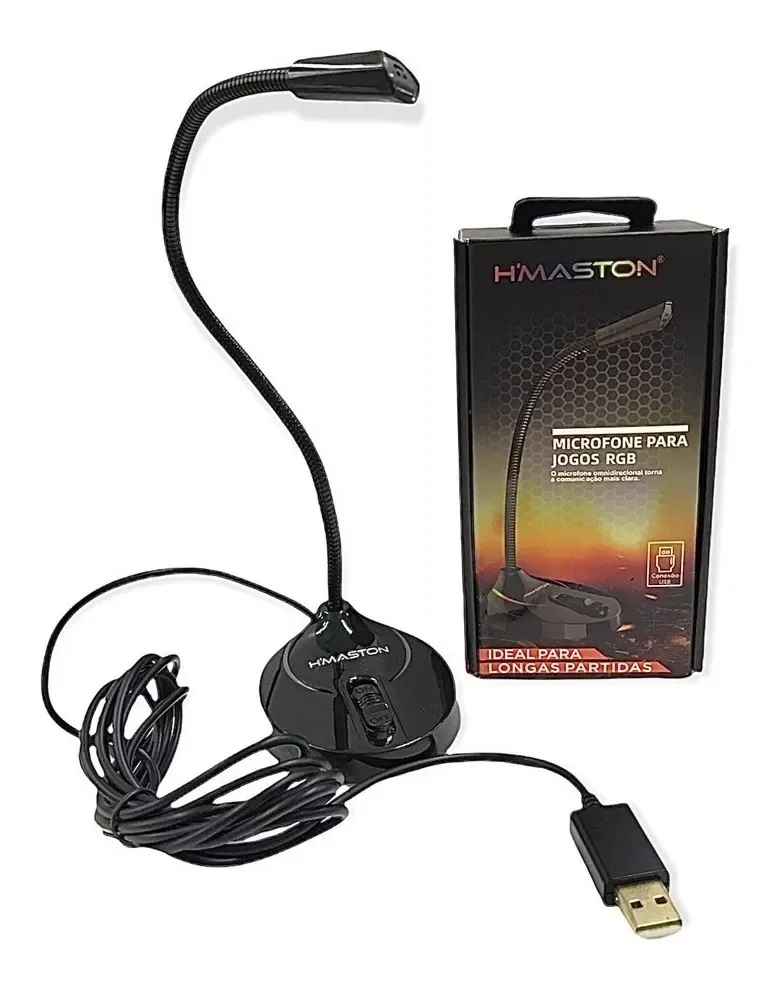 Microfone de Mesa Gamer Usb Led Rgb Profissional Hmaston Mk-01 - 1
