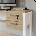 Ver imagem 1 de Gaveteiro Suspenso para Mesa de Escritório 2 Gavetas com Chave Corporate Branco/Macadâmia