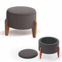 Ver imagem 1 de Puff com Baú Redondo em Tecido Tipo