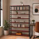 Ver imagem 2 de Estante Multiuso Organizador Livreiro Estilo Industrial 180x160 Preto Mogno