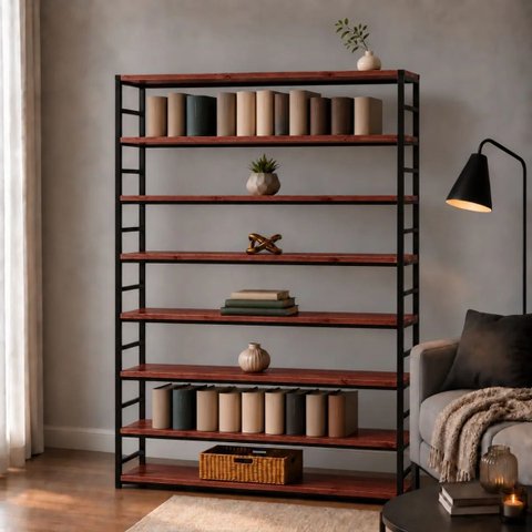 Estante Multiuso Organizador Livreiro Estilo Industrial 180x160 Preto Mogno