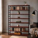 Ver imagem 1 de Estante Multiuso Organizador Livreiro Estilo Industrial 180x160 Preto Mogno