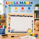 Ver imagem 5 de Lousa Quadro Branco Infantil Educativa Magik Moldura Madeira Alfabeto Numeros Relogio Aprendizado Ki